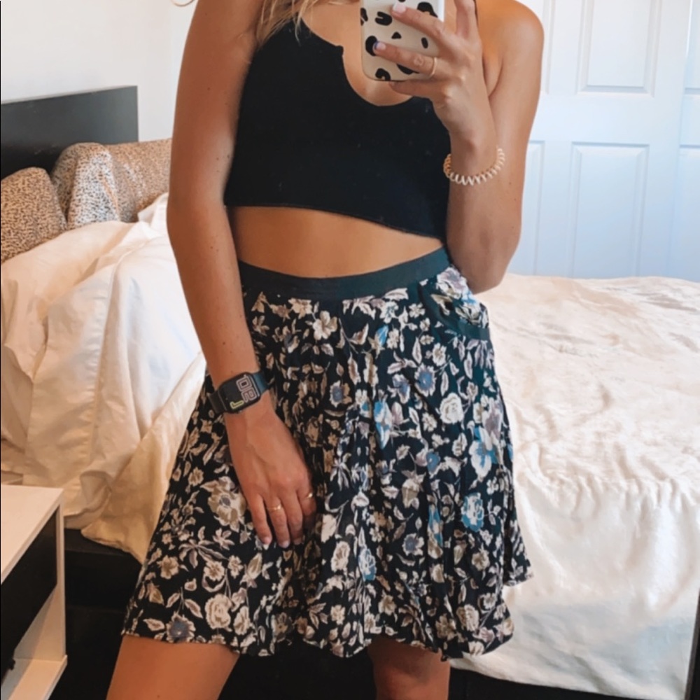 Floral Flowy Hugh Waisted Skirt